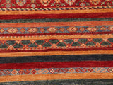 handmade Geometric Khorgeen Red Beige Hand Knotted RECTANGLE 100% WOOL area rug 7x10