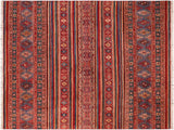 Southwestern Khurgeen Donnetta Blue/Red Wool Rug - 8'1'' x 9'7''