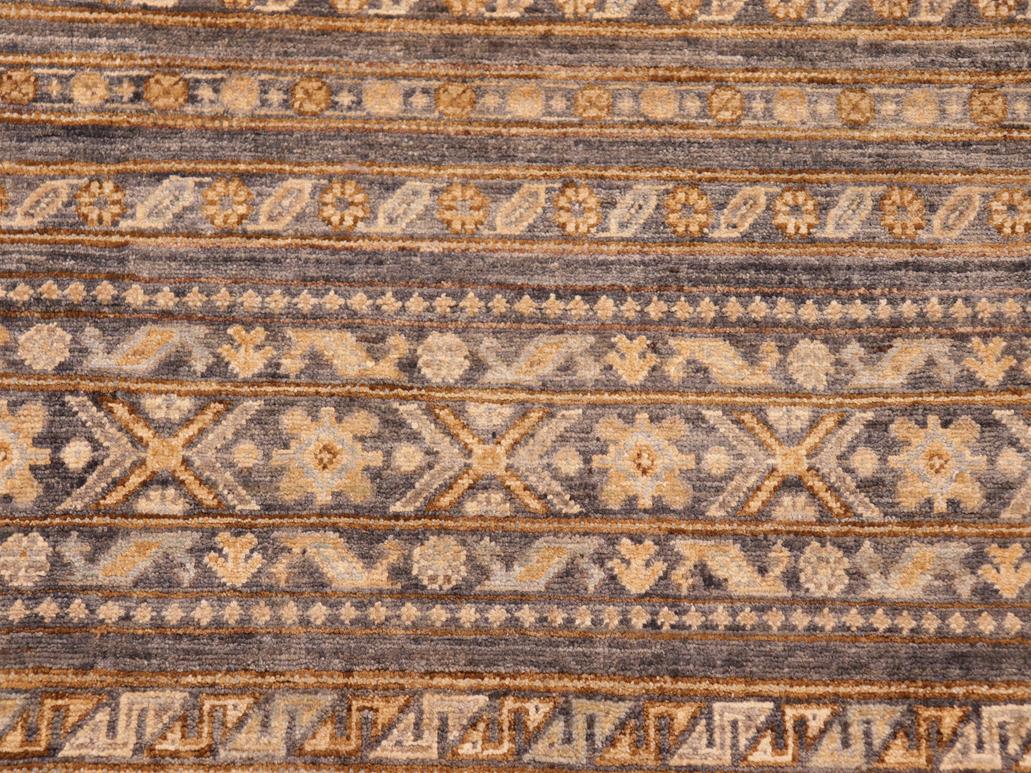 handmade Geometric Khorgeen Gray Gold Hand Knotted RECTANGLE 100% WOOL area rug 6x8