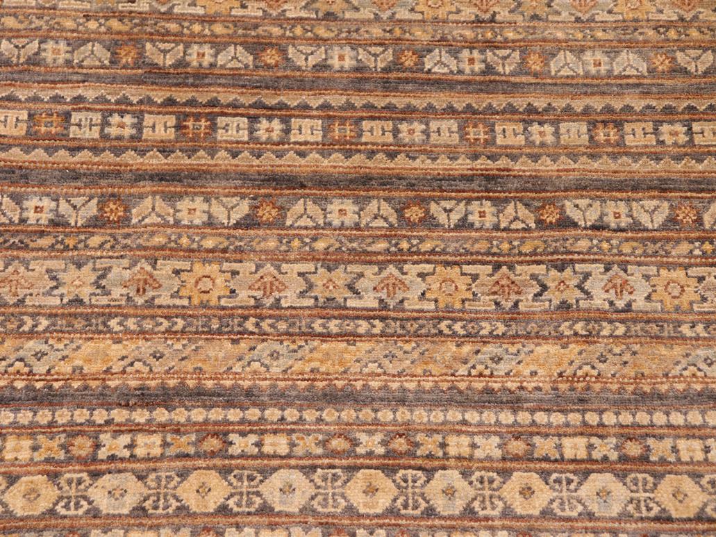 handmade Geometric Khorgeen Gray Gold Hand Knotted RECTANGLE 100% WOOL area rug 6x8