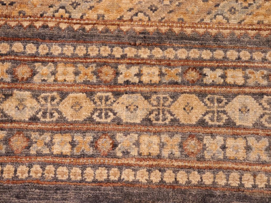 handmade Geometric Khorgeen Gray Gold Hand Knotted RECTANGLE 100% WOOL area rug 6x8