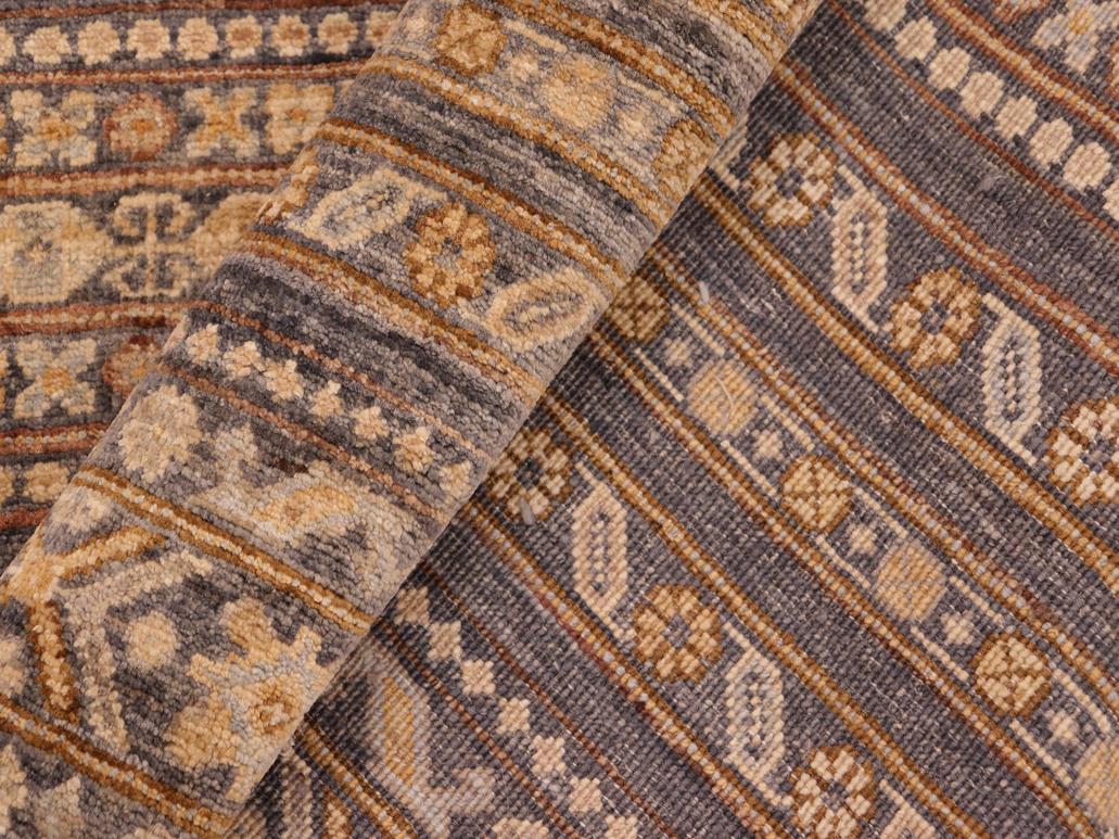 handmade Geometric Khorgeen Gray Gold Hand Knotted RECTANGLE 100% WOOL area rug 6x8