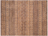 Tribal Khurgeen Yvette Gray/Gold Wool Rug - 5'7'' x 7'10''
