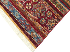 handmade Geometric Khorgeen Red Blue Hand Knotted RECTANGLE 100% WOOL area rug 3x5