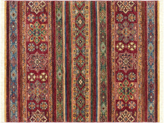 handmade Geometric Khorgeen Red Blue Hand Knotted RECTANGLE 100% WOOL area rug 3x5