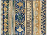 Tribal Khurgeen Lakeesha Gray/Blue Wool Rug - 2'5'' x 3'6''