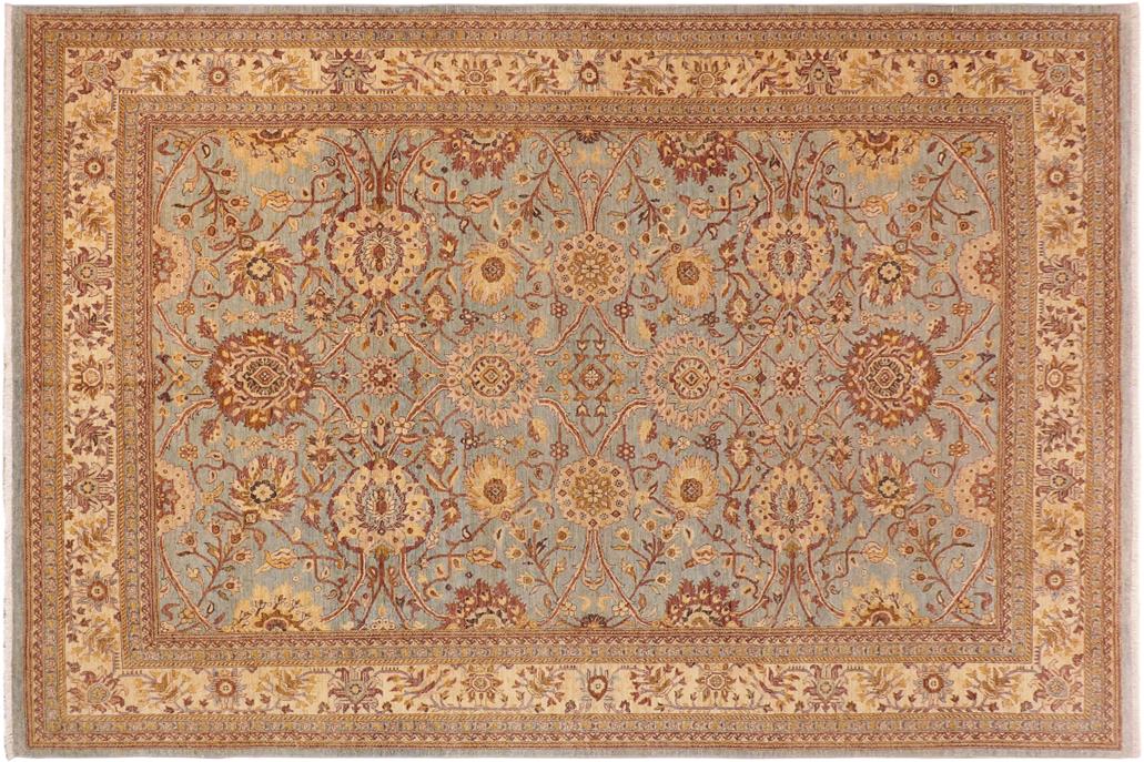 handmade Traditional Kafkaz Chobi Ziegler Blue Beige Hand Knotted RECTANGLE 100% WOOL area rug 10 x 14