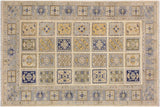 handmade Transitional Kafkaz Chobi Ziegler Ivory Blue Hand Knotted RECTANGLE 100% WOOL area rug 6 x 9