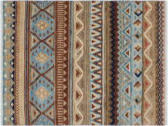 handmade Geometric Khorgeen Beige Brown Hand Knotted RECTANGLE 100% WOOL area rug 3x5