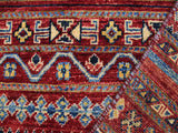 handmade Geometric Khorgeen Red Gold Hand Knotted RECTANGLE 100% WOOL area rug 5x6