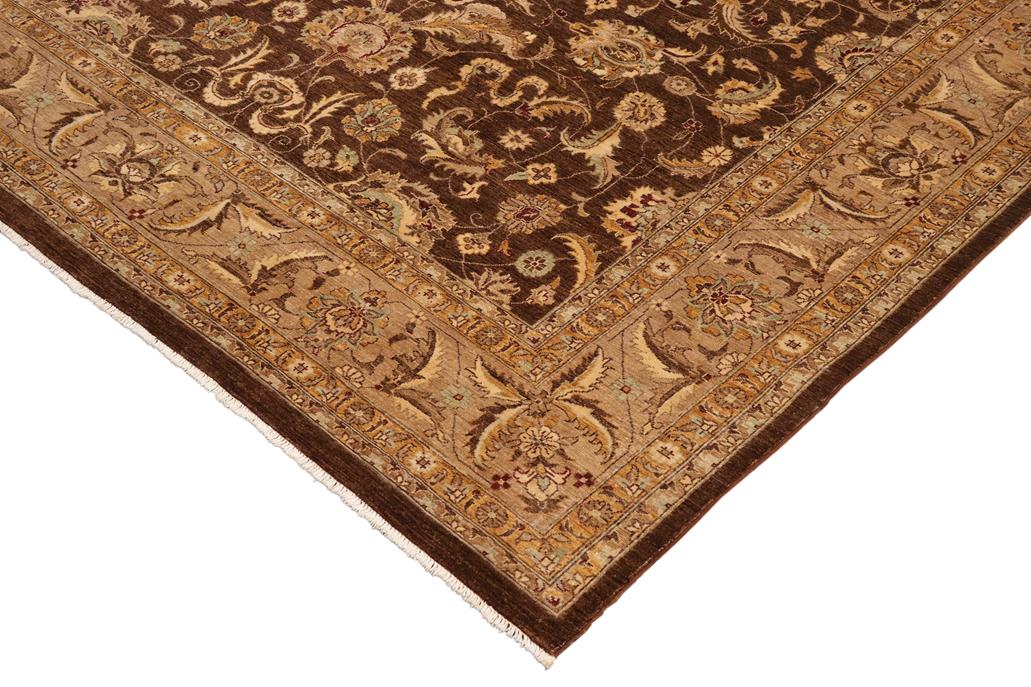 handmade Traditional Kafkaz Chobi Ziegler Brown Beige Hand Knotted RECTANGLE 100% WOOL area rug 10 x 13