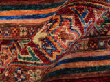 handmade Geometric Khurgeen Red Blue Hand Knotted ROUND 100% WOOL area rug 3x3