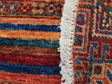 handmade Geometric Khurgeen Red Blue Hand Knotted ROUND 100% WOOL area rug 3x3