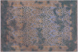 handmade Transitional Kafkaz Chobi Ziegler Teal Blue Hand Knotted RECTANGLE WOOL&SILK area rug 8 x 10