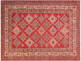 handmade Geometric Super Kazak Red Beige Hand Knotted RECTANGLE 100% WOOL area rug 8x10