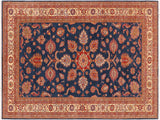 Bohemian Super Kazak Sammie Blue/Beige Wool Rug - 7'11'' x 11'2''