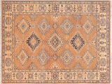 Southwestern Kazak Kristeen Brown/Beige Wool Rug - 5'0'' x 6'9''