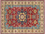 Bohemian Kazak Idella Red/Beige Wool Rug - 5'10'' x 8'9''