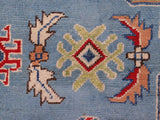 handmade Geometric Kazak Blue Beige Hand Knotted RECTANGLE 100% WOOL area rug 6x8