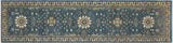 handmade Transitional Kafkaz Blue Ivory Hand Knotted RUNNER 100% WOOL area rug 3 x 9