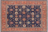 Oriental Ziegler Leone Blue Rust Hand-Knotted Wool Rug - 7'8'' x 10'3''