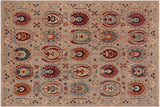 handmade Transitional Kafkaz Chobi Ziegler Grey Orange Hand Knotted RECTANGLE 100% WOOL area rug 8 x 10