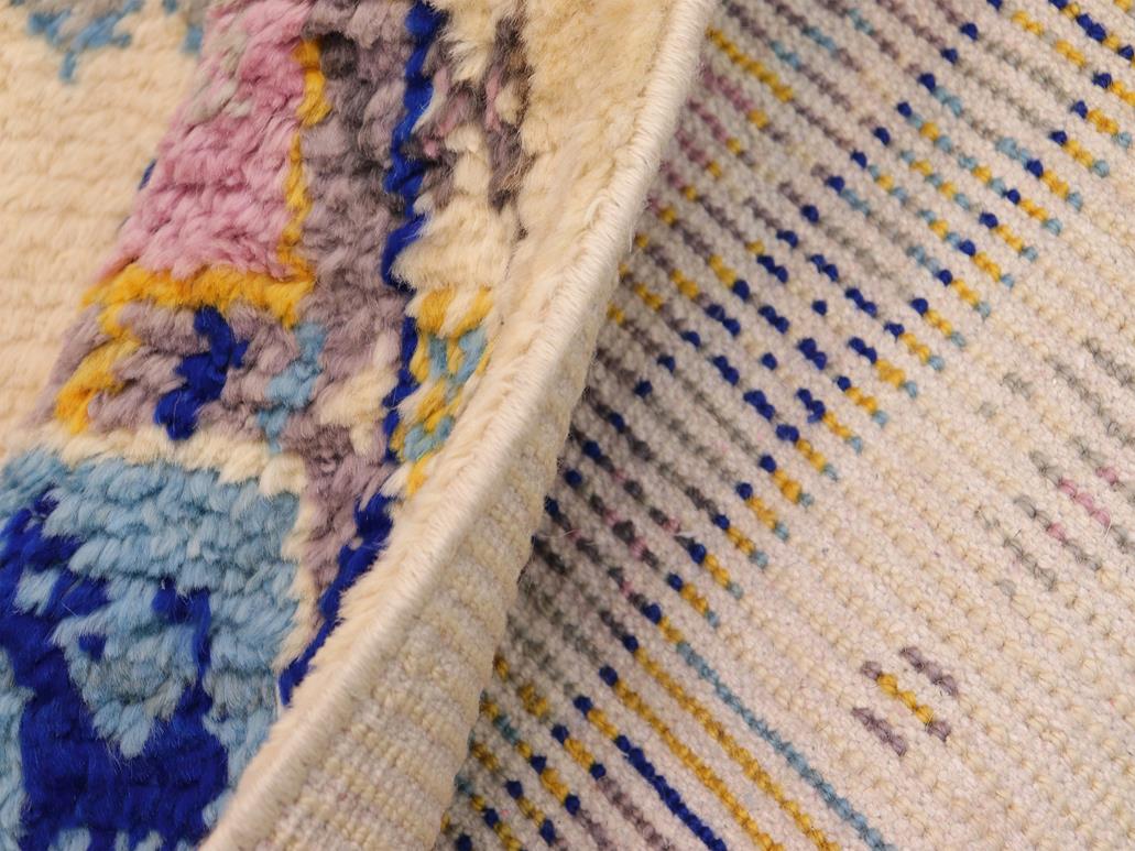 handmade Modern Moroccan Beige Blue Hand Knotted RECTANGLE 100% WOOL area rug 8x10