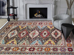 handmade Geometric Sherwan Black Ivory Hand Knotted RECTANGLE 100% WOOL area rug 12x17