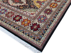 handmade Geometric Sherwan Black Ivory Hand Knotted RECTANGLE 100% WOOL area rug 12x17