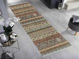 handmade Geometric Kafkaz Brown Beige Hand Knotted RUNNER 100% WOOL area rug 3x10