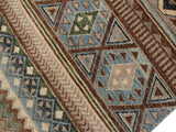 handmade Geometric Kafkaz Brown Beige Hand Knotted RUNNER 100% WOOL area rug 3x10