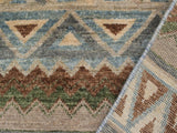 handmade Geometric Kafkaz Brown Beige Hand Knotted RUNNER 100% WOOL area rug 3x10