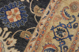 handmade Traditional Kafkaz Chobi Ziegler Charcoal Tan Hand Knotted RECTANGLE 100% WOOL area rug 9 x 12