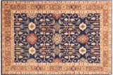 Shabby Chic Ziegler Curtis Blue Brown Hand-Knotted Wool Rug - 5'0'' x 6'10''