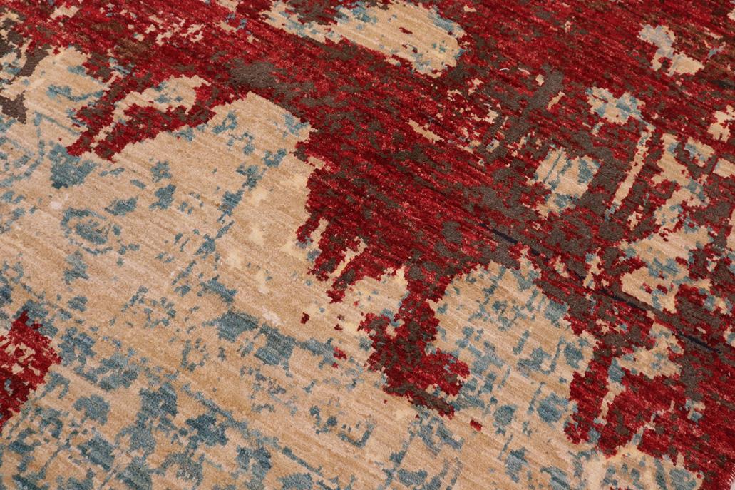 handmade Modern Red Blue Hand Knotted RECTANGLE WOOL&SILK area rug 8x10