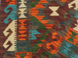 handmade Geometric Kilim Rust Brown Hand-Woven RECTANGLE 100% WOOL area rug 2x3