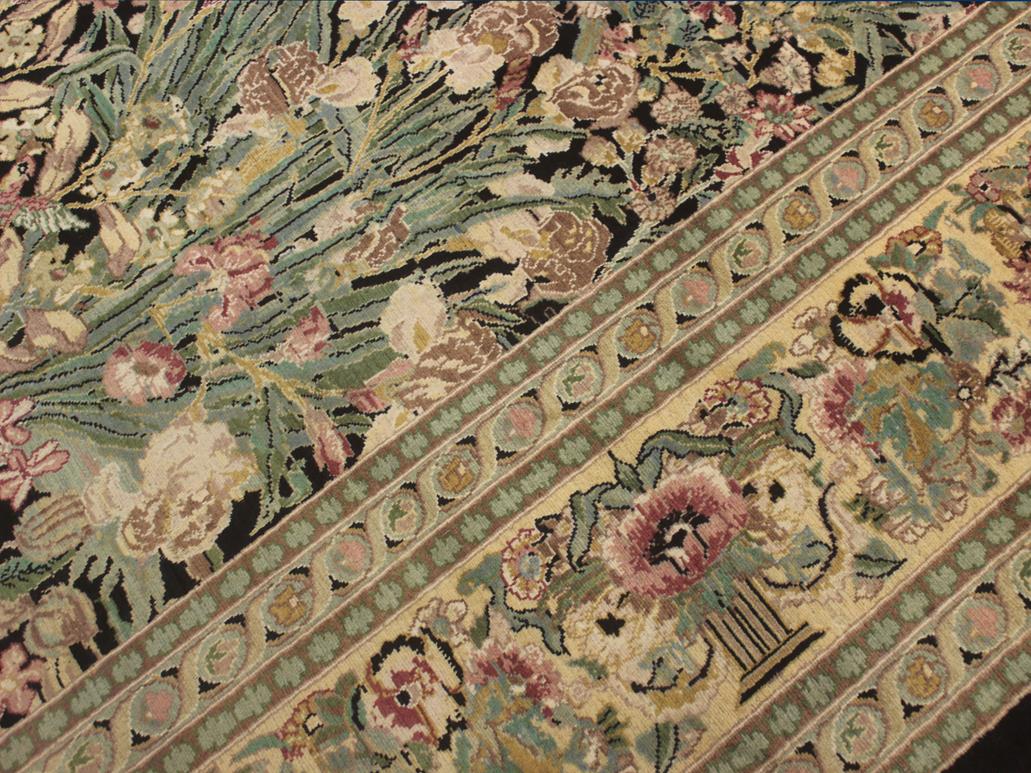 handmade Traditional Inkalab Black Beige Hand Knotted RECTANGLE 100% WOOL area rug 10x14