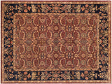 Turkish Knotted Istanbul Faith Brown/Blue Wool Rug - 9'10'' x 13'10''