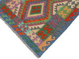 handmade Geometric Kilim Rust Blue Hand-Woven RECTANGLE 100% WOOL area rug 3x5