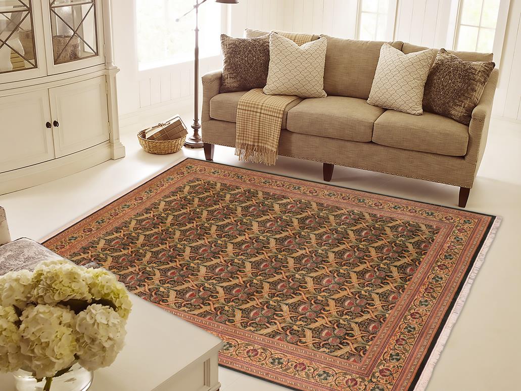 handmade Transitional Hamjolie Green Gold Hand Knotted RECTANGLE 100% WOOL area rug 10x14