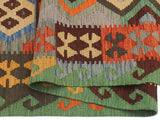 handmade Geometric Kilim Gray Green Hand-Woven RECTANGLE 100% WOOL area rug 5x7
