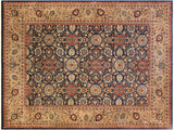 Antique Vegetable Dyed Agra Tabriz Blue/Tan Wool Rug - 10'3'' x 14'6''