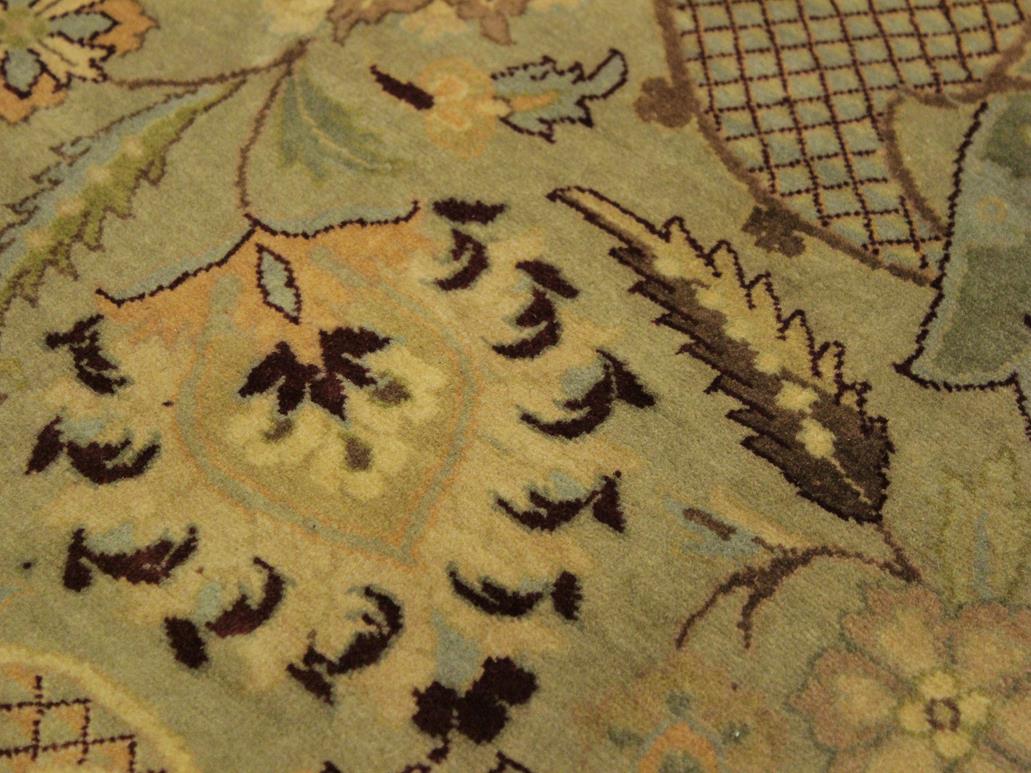 handmade Traditional Agra Green Brown Hand Knotted RECTANGLE 100% WOOL area rug 10x14