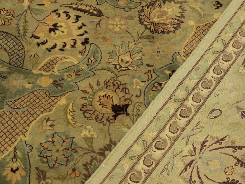 handmade Traditional Agra Green Brown Hand Knotted RECTANGLE 100% WOOL area rug 10x14