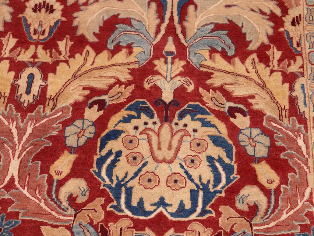 handmade Traditional Lahore Red Tan Hand Knotted RECTANGLE 100% WOOL area rug 10x14