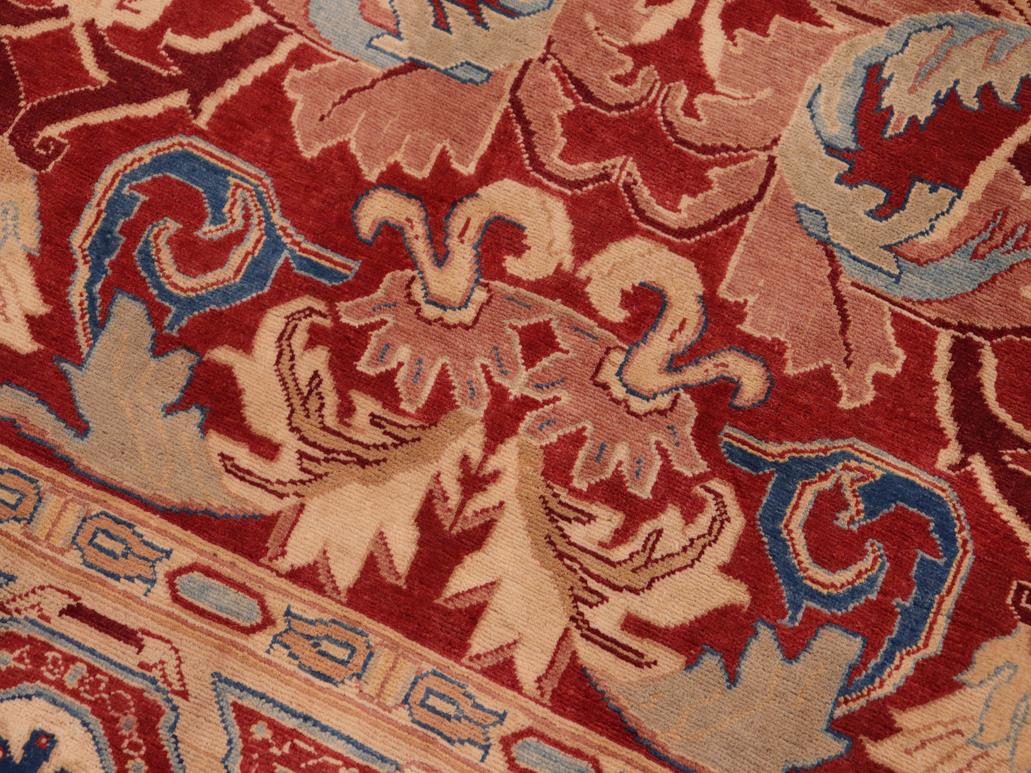 handmade Traditional Lahore Red Tan Hand Knotted RECTANGLE 100% WOOL area rug 10x14