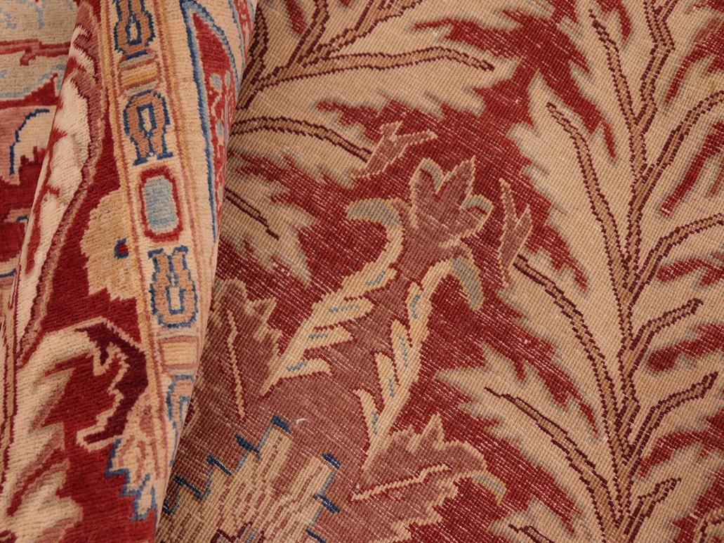 handmade Traditional Lahore Red Tan Hand Knotted RECTANGLE 100% WOOL area rug 10x14