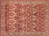 Turkish Knotted Istanbul Elisa Red/Tan Wool Rug - 10'0'' x 13'8''