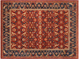 Turkish Knotted Istanbul Melba Drk. Red/Blue Wool Rug - 10'0'' x 13'8''