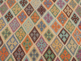 handmade Geometric Kilim Beige Rust Hand-Woven RECTANGLE 100% WOOL area rug 6x7
